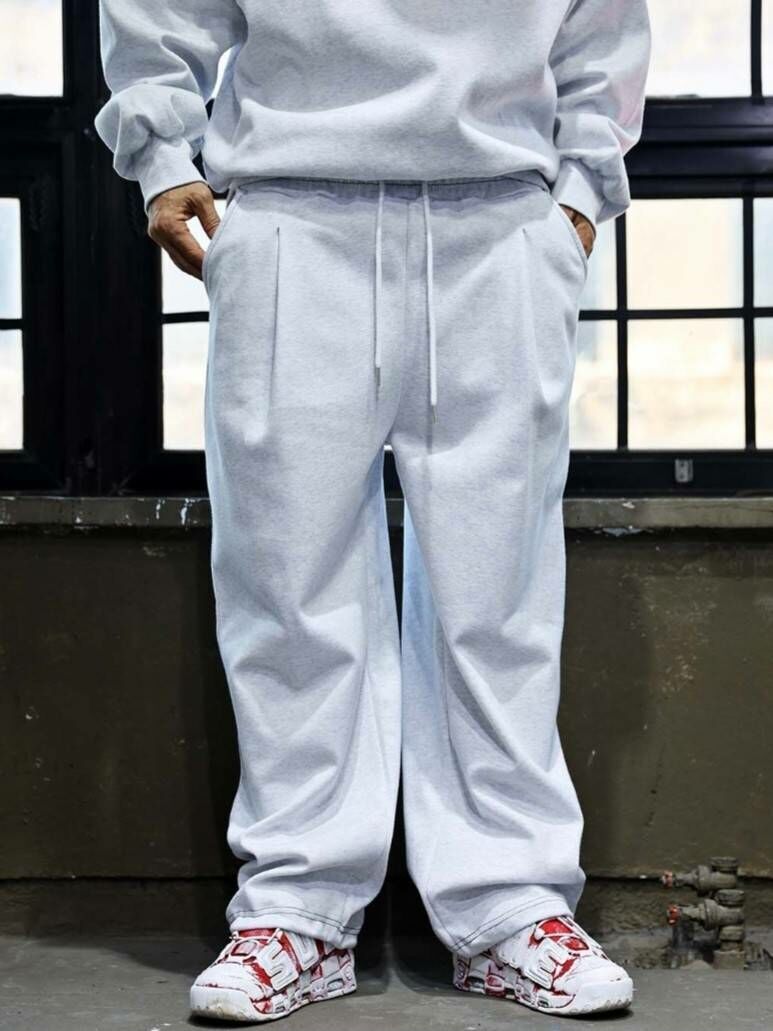 縫線單褶休閒繫帶棉褲