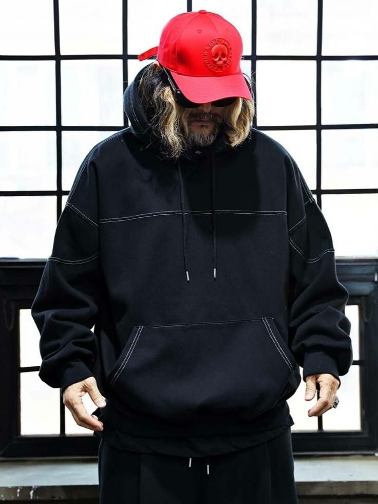 縫製色塊橄欖球連帽衫帽T