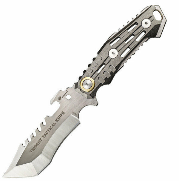 Hot Selling Mechanical Trident Tactical Straight Knife - Gray [D-123JX-Y] with a total length of 245mm