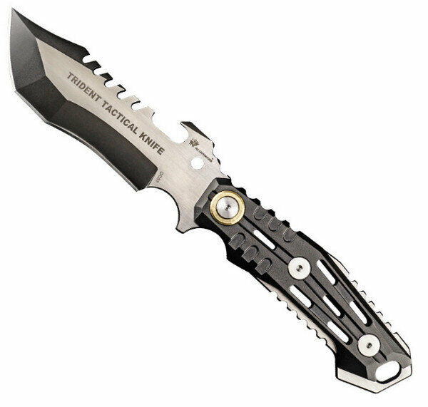 Hot Selling Mechanical Trident Tactical Straight Knife - Black [D-123JX-Y] with a total length of 245mm
