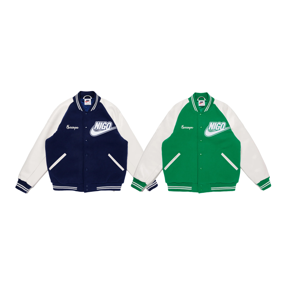 NIGO x NIKE NRG NIGO VRSTY JKT 羊毛氈 LOGO 海軍藍 綠色 棒球外套 夾克 XX28JK004