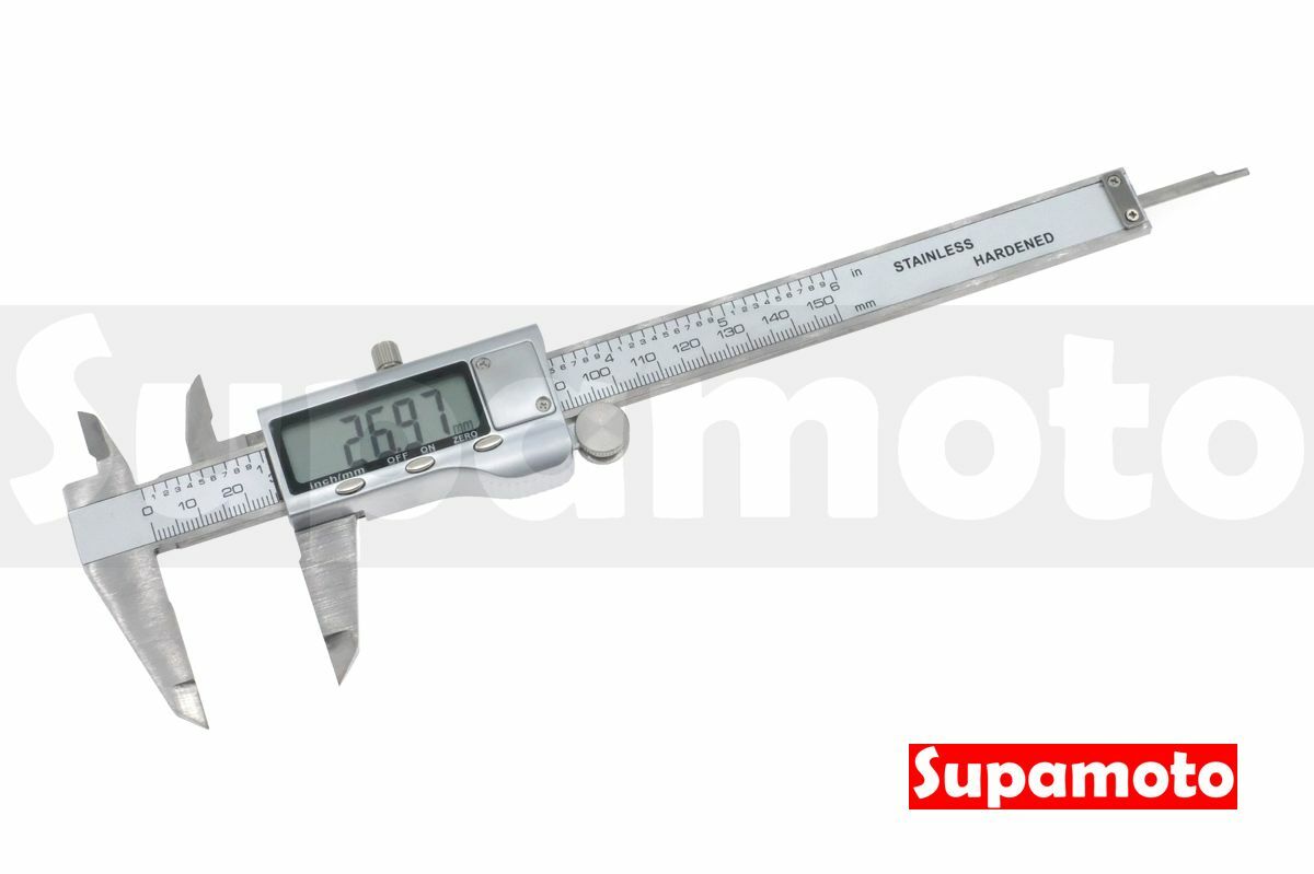 -Supamoto- 不鏽鋼 電子式 游標卡尺 數位 螢幕 測量 白鐵 卡尺 電子 游標 盒裝 收納盒 0-150