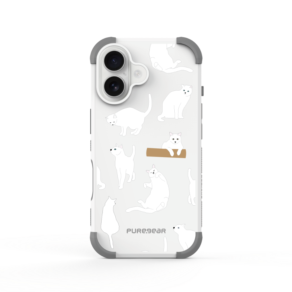 iPhone 坦克軍規防摔手機殼 / 慵懶白貓 (呆貓萌狗)