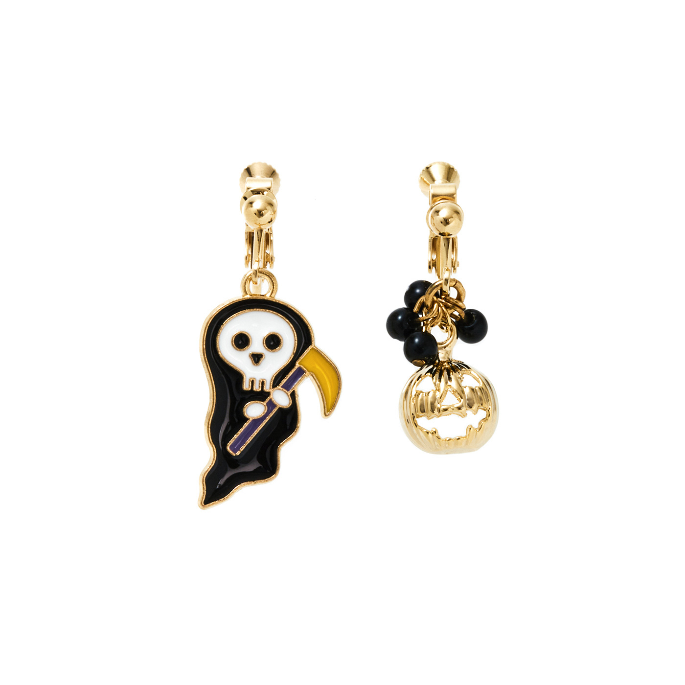 平價飾品,萬聖節,南瓜,死神,夾式耳環