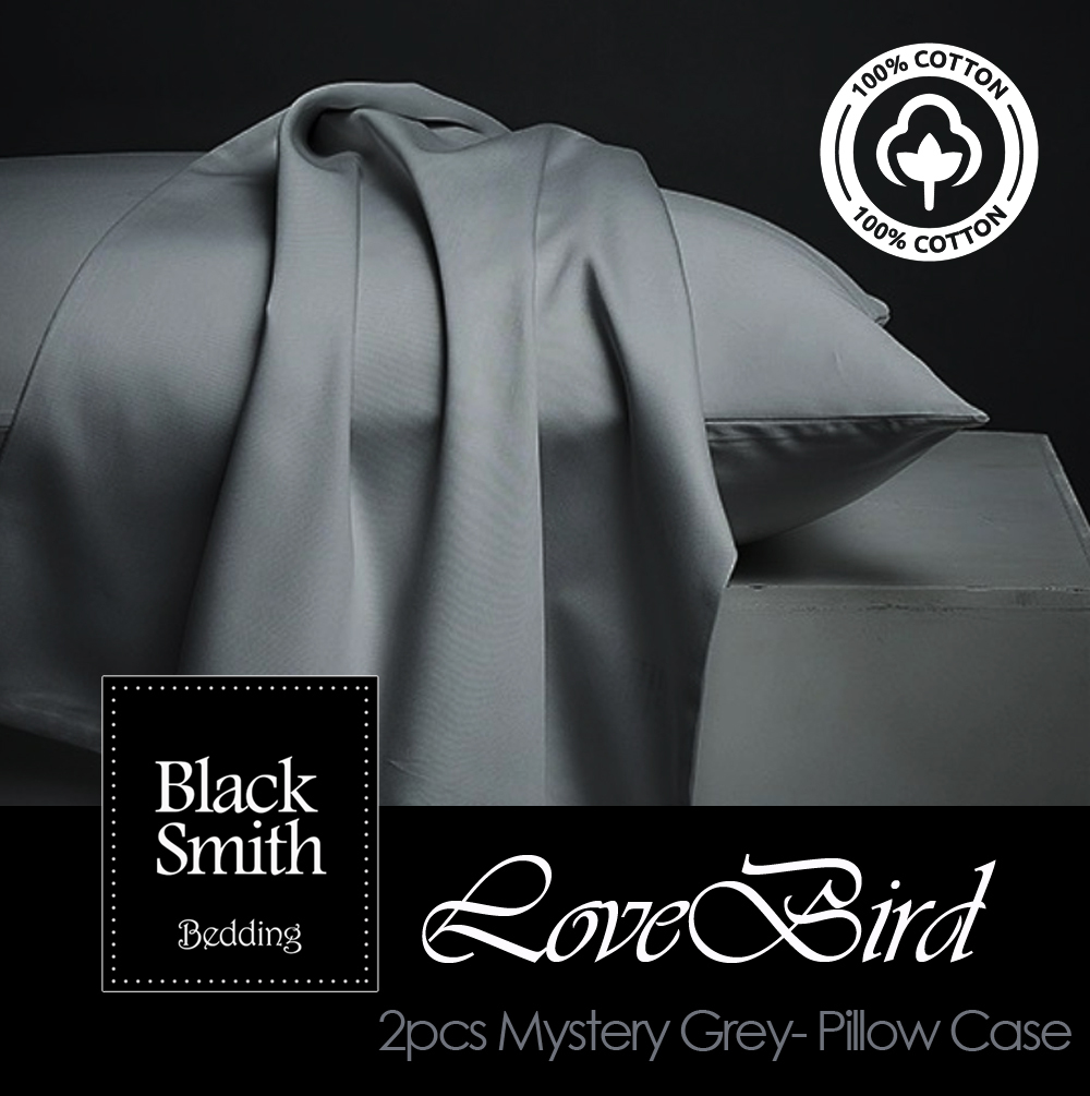 Black Smith - 3124 針埃及棉LoveBird枕頭袋一對(神秘灰)