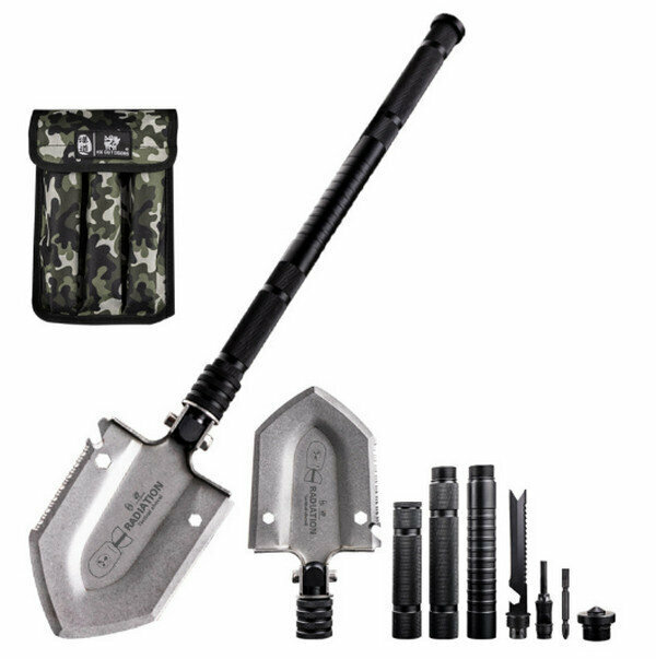 Hot Selling Portable Multifunctional Folding Car Shovel - Radiation Shovel Stone Wash (GBC-29B Silver) [67CM]
