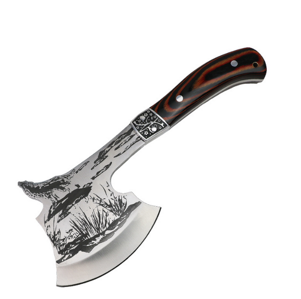 熱賣戶外野營不銹鋼高硬度斧頭（全長275（mm）刃寬115（mm斧頂尺寸80（mm）柄長14cm）