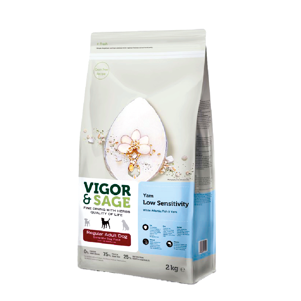 Vigor & Sage| 山藥 亞特蘭提斯白魚 低敏健脾成犬糧 2kg (VS-17174)
