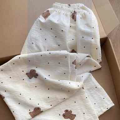 《4828》韓版小熊印花睡褲