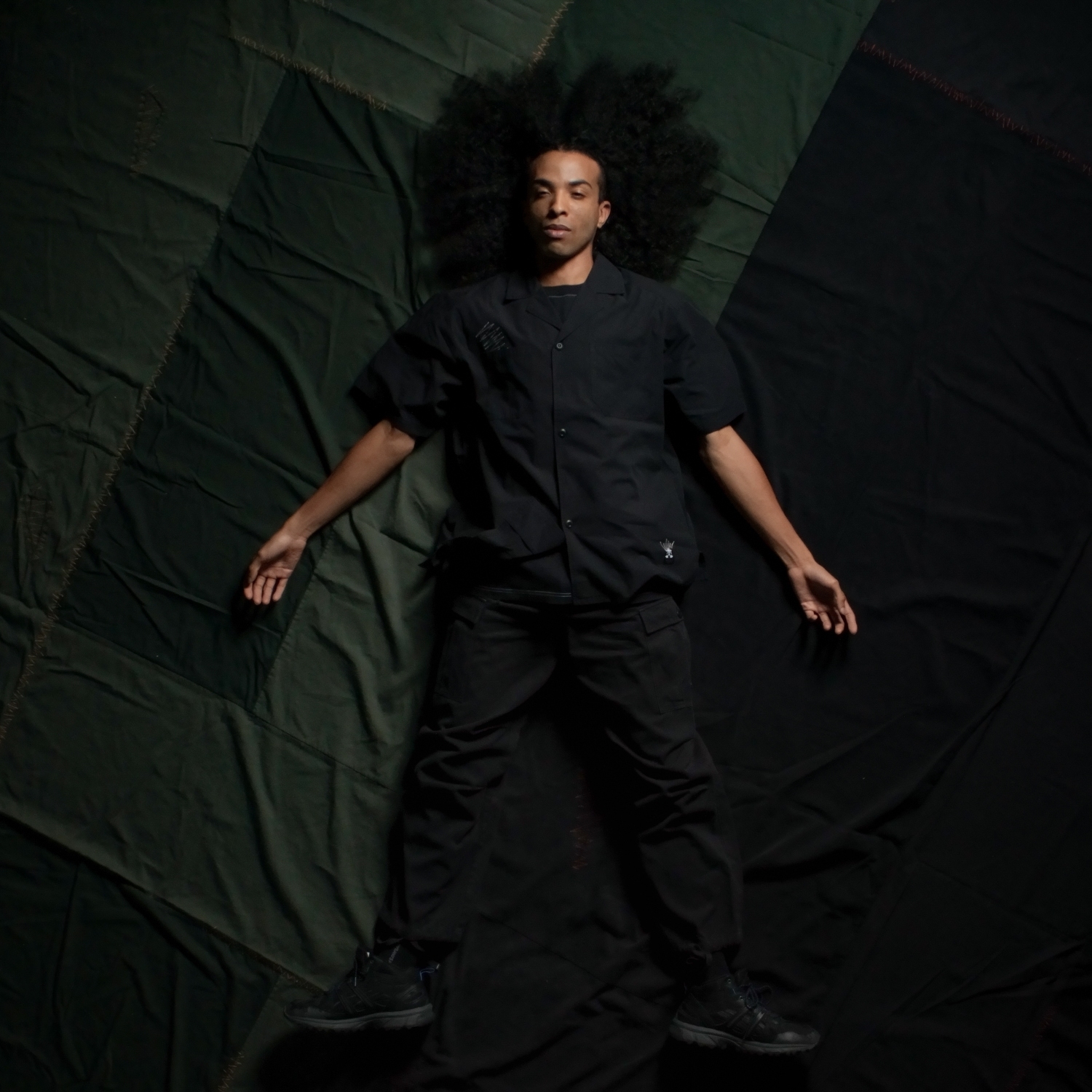 補丁雙口袋短袖襯衫-特種黑