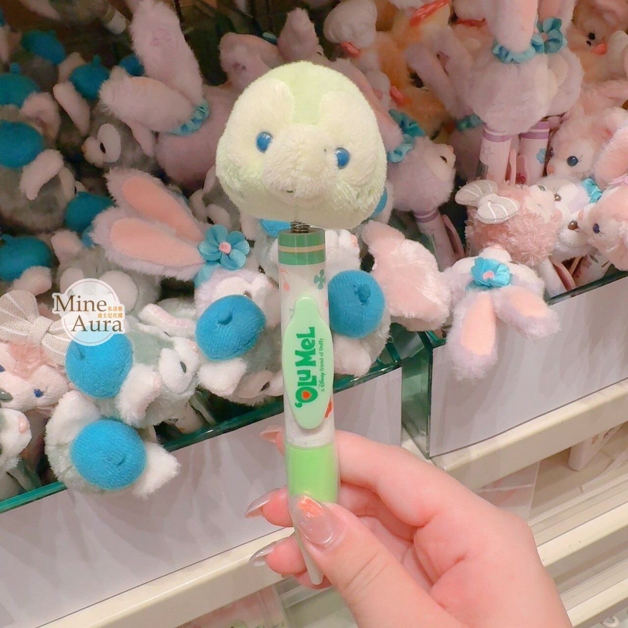 奧樂米拉 海龜 OluMel 絨毛大頭搖頭 圓珠筆 文具用品 -香港迪士尼樂園