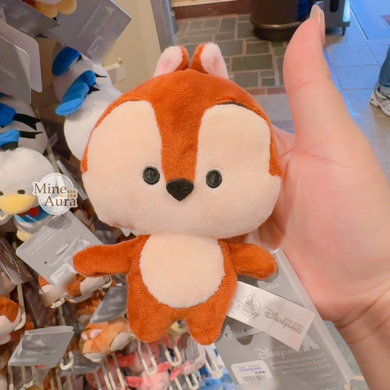 黑鼻 奇奇 Chip 絨毛 造型 徽章 PIN 奇奇蒂蒂 Chip 'n Dale -香港迪士尼樂園