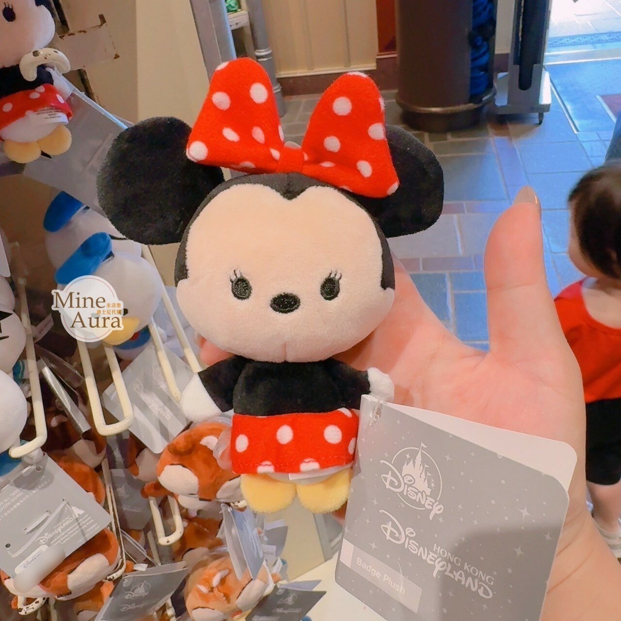 米妮 Minnie 絨毛 造型 徽章 PIN -香港迪士尼樂園