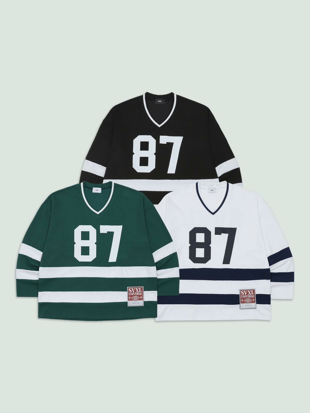 OverSize V領數字英文字長袖衫 SVXL-035T