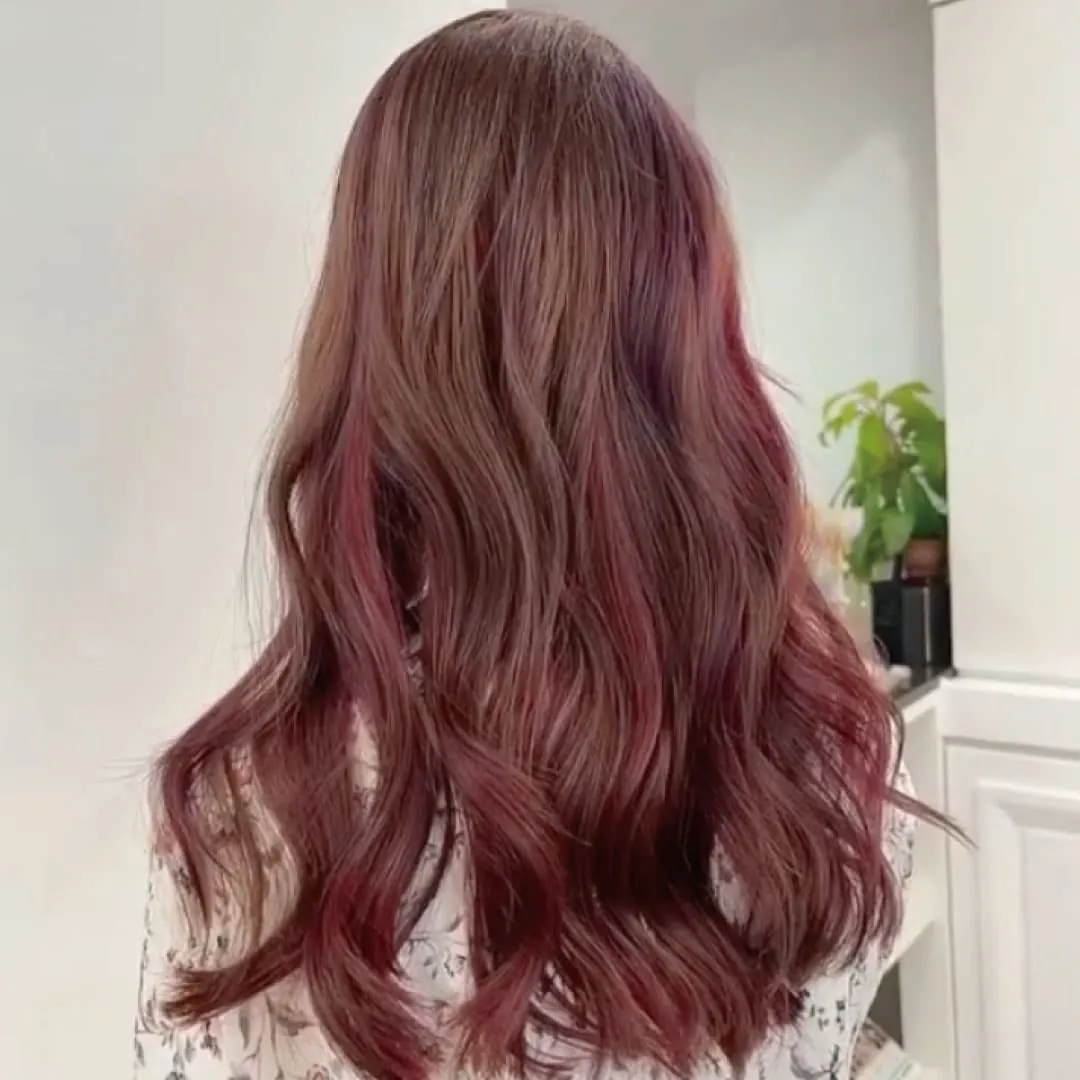 Red-brown hair dye work by Miyake, stylist at M-palace Leqing branch.