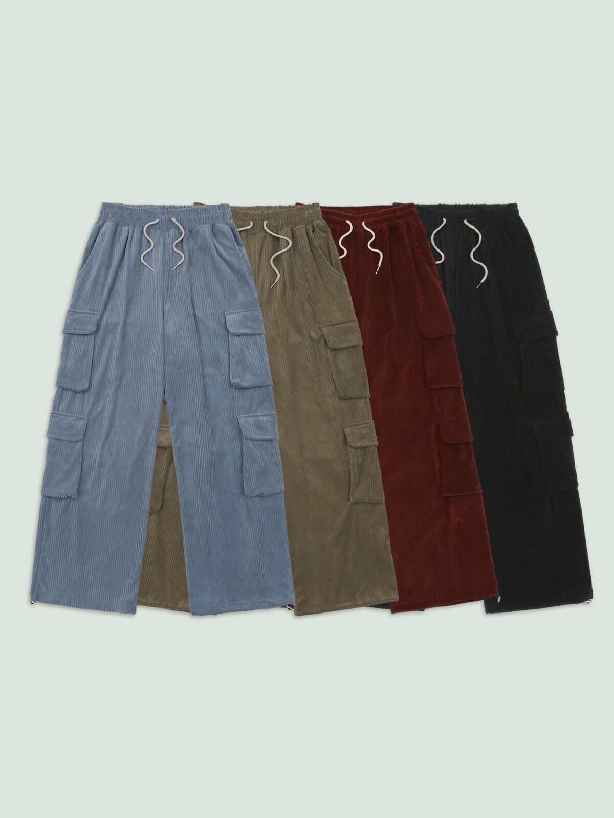 淨色燈心絨工裝鬆身褲 SVXL-037P