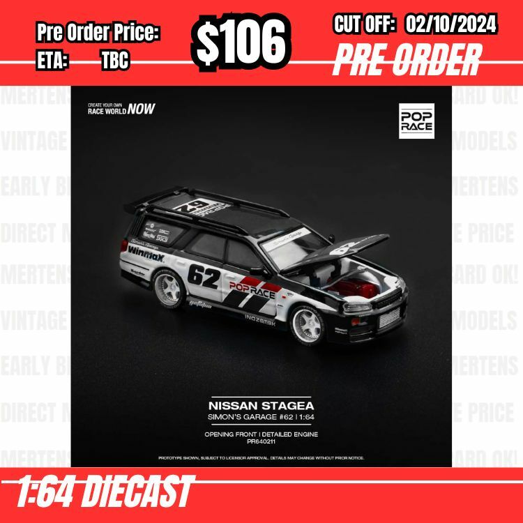 PO-$106 * Pop Race * 1:64 NISSAN STAGEA SIM0N'S GARAGE #62 - BLACK [OD26/09]