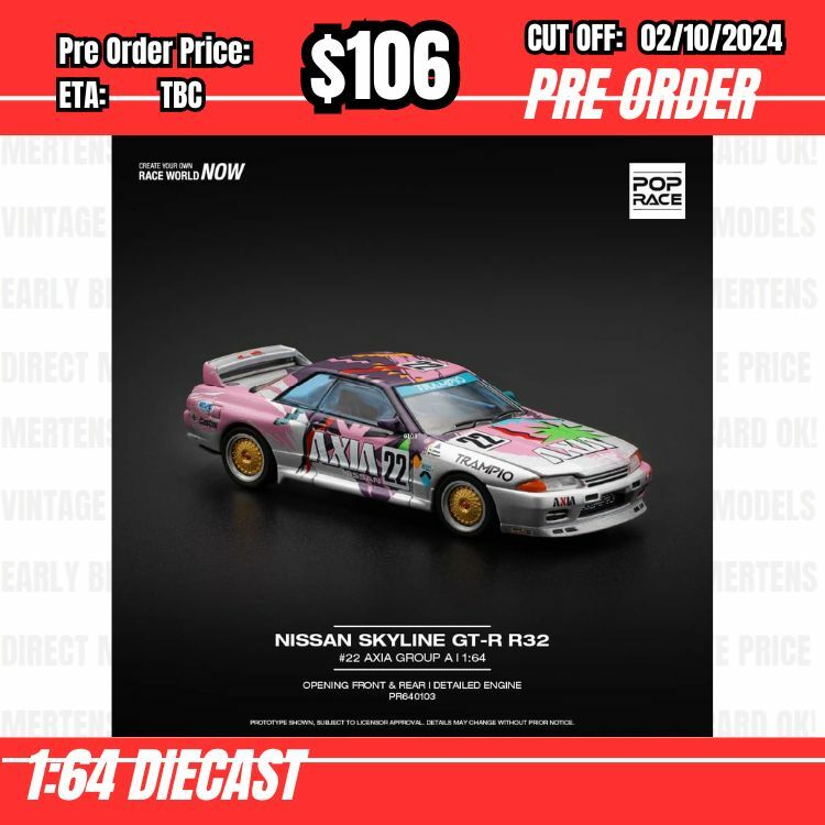 PO-$106 * Pop Race * 1:64 NISSAN SKYLINE GT-R R32 #22 AXIA GROUP A [OD26/09]