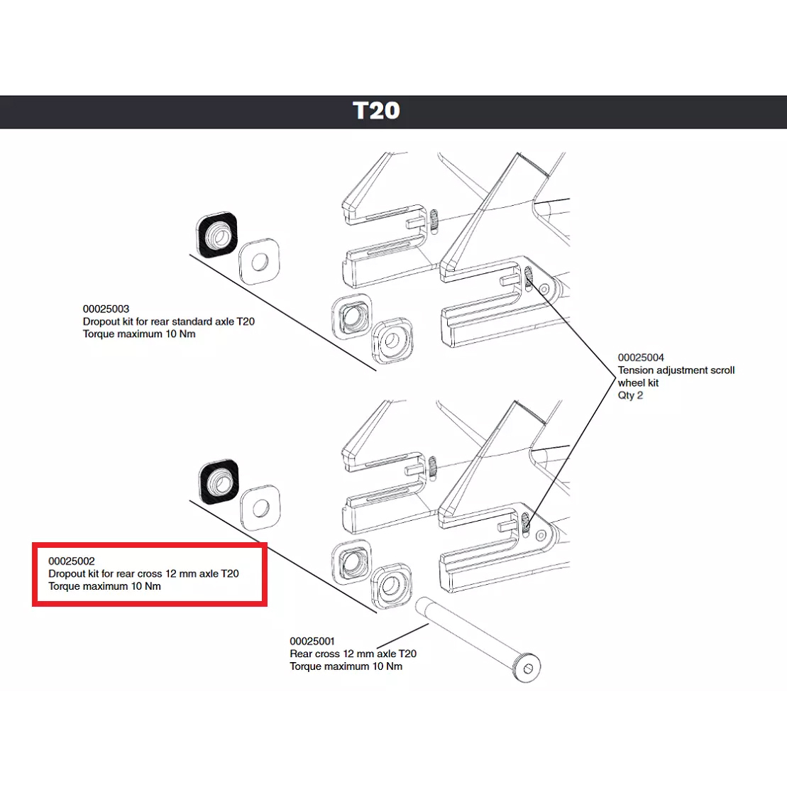 Look Parts Dropout Kit for Rear Cross 12mm Axle T20 #00025002