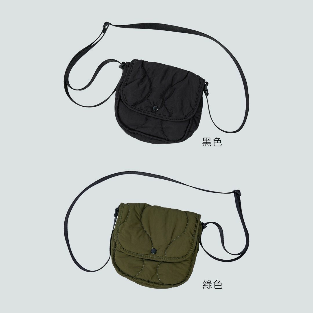 日系防潑水絎縫小包綠色和黑色商品照