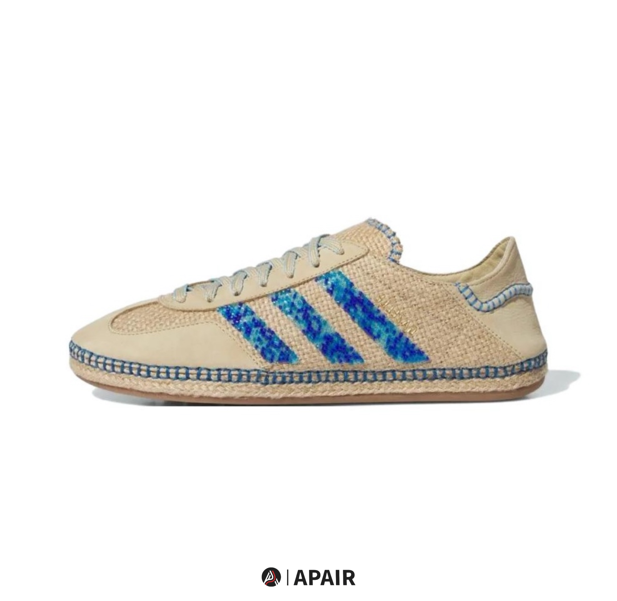 【APAIR】預購 聯名款 Clot x Adidas Originals Gazelle " Linen Khaki Light Blue " 亞麻 卡其 藍串珠 編織 草鞋 男女同款 復古休閒鞋 IH3641