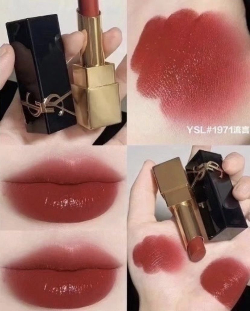 YSL 奢華緞面絨霧唇膏 #1971 流言 黑金方管