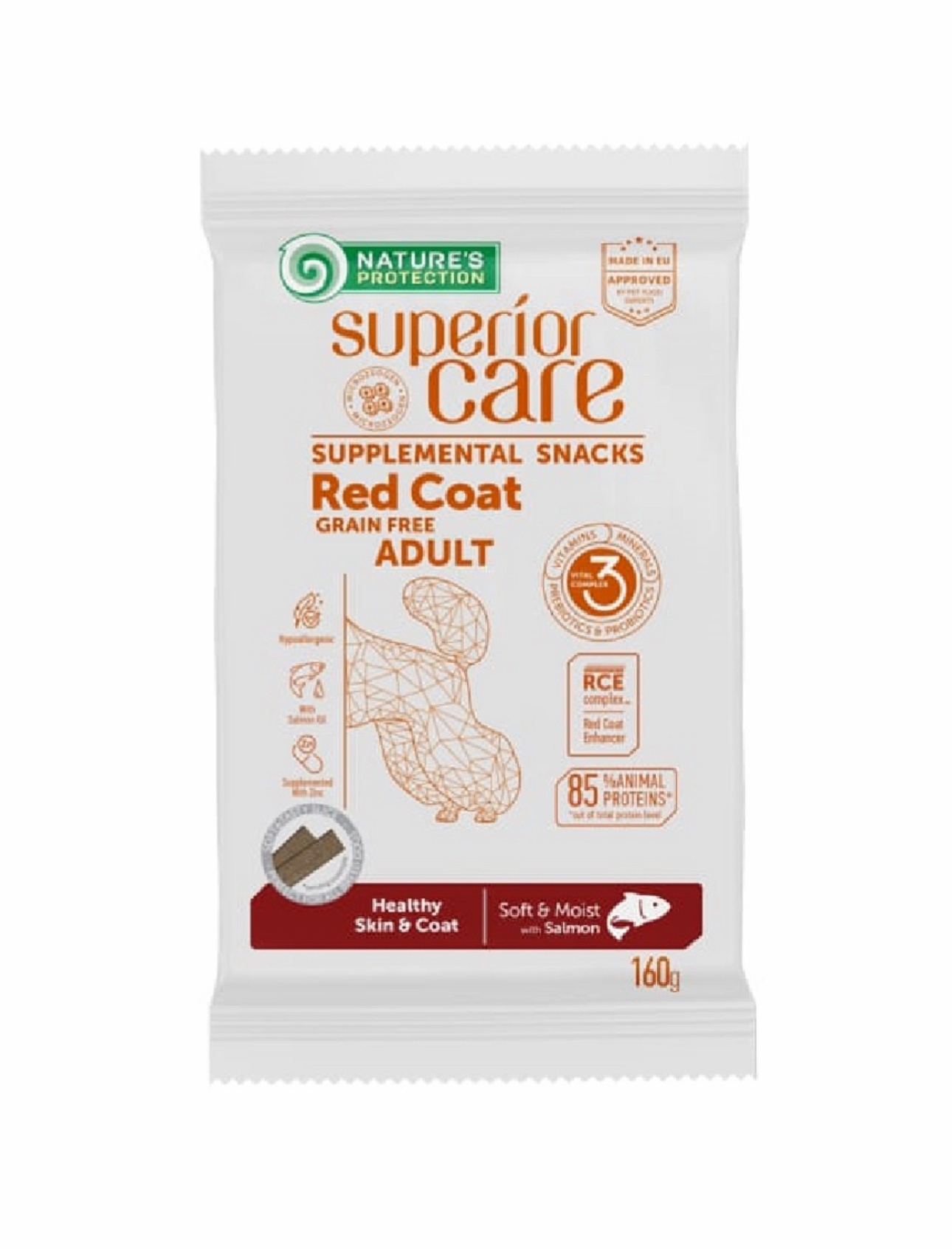 Nature's Protection Superior Care 皇牌無穀添色彩護膚美毛小食 - 三文魚 160g （金紅毛狗食用）