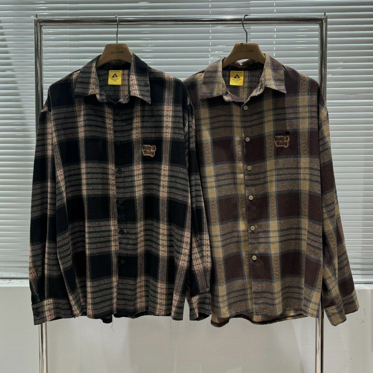 格仔長袖恤衫 BY ATTENTION-248S