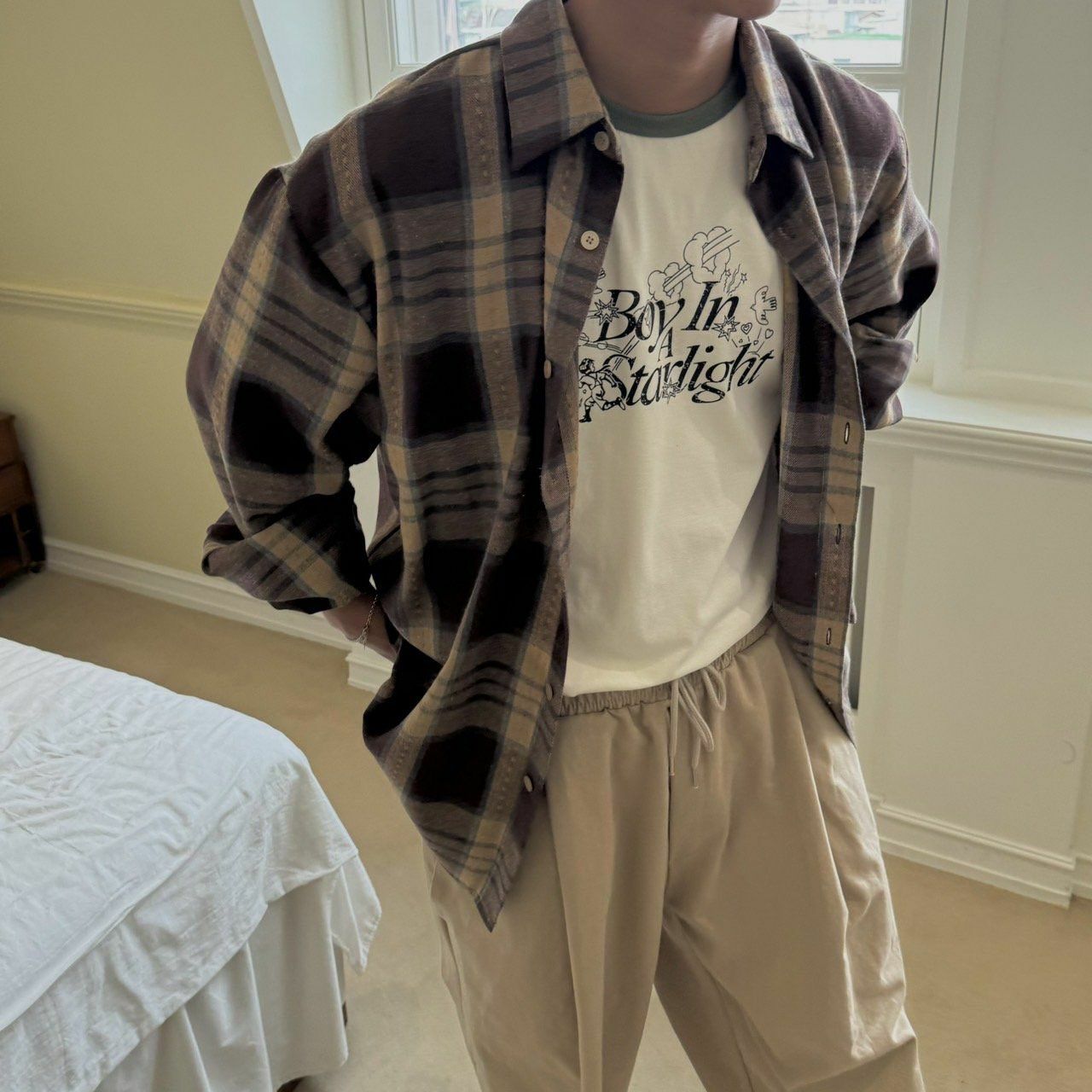 格仔長袖恤衫 BY ATTENTION-248S