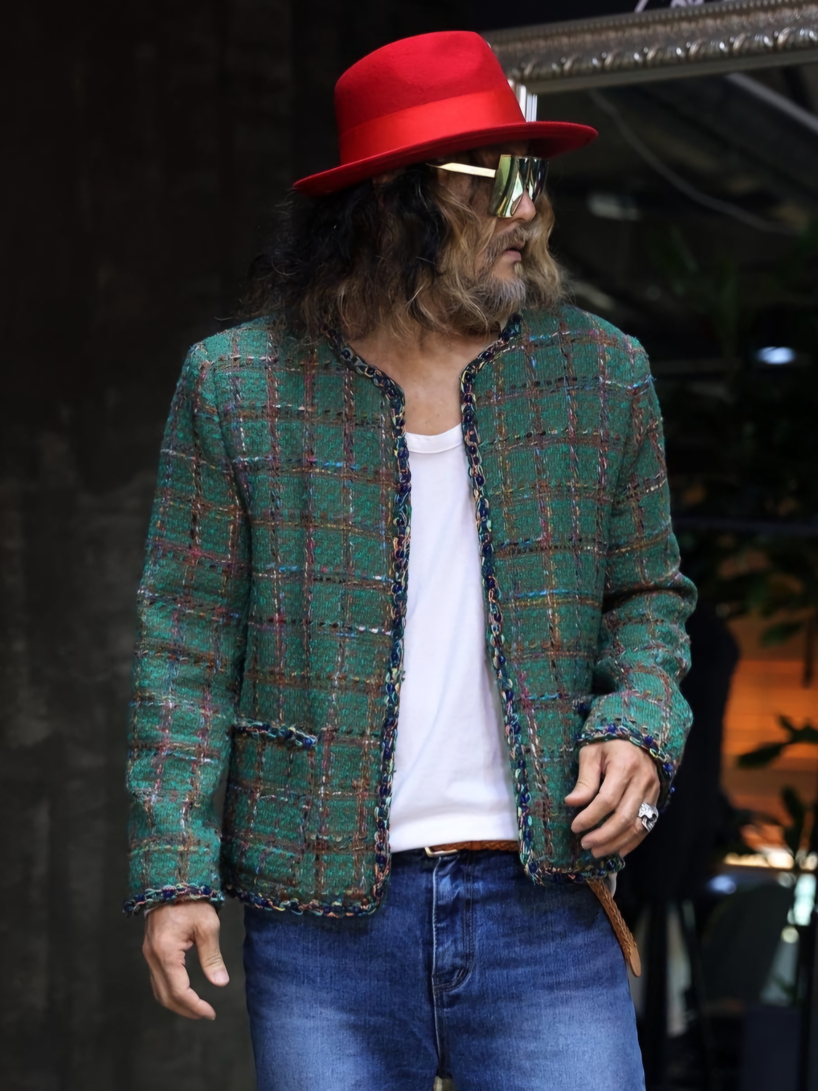 彩色格紋粗花呢小香夾克外套