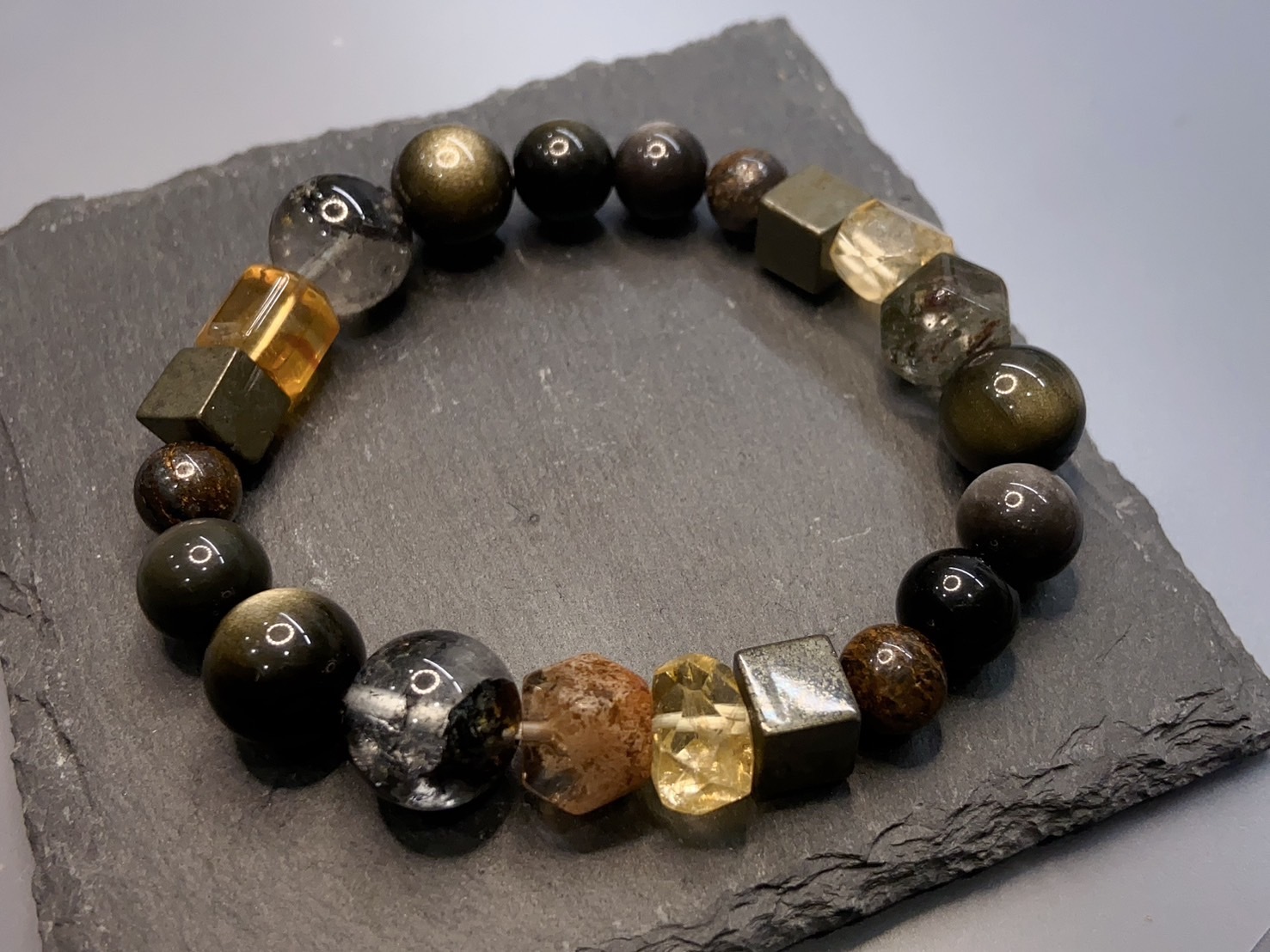 晶金瑞福丨閃靈鑽、黑曜石、彩幽水晶、黃水晶與黃鐵礦｜十一月