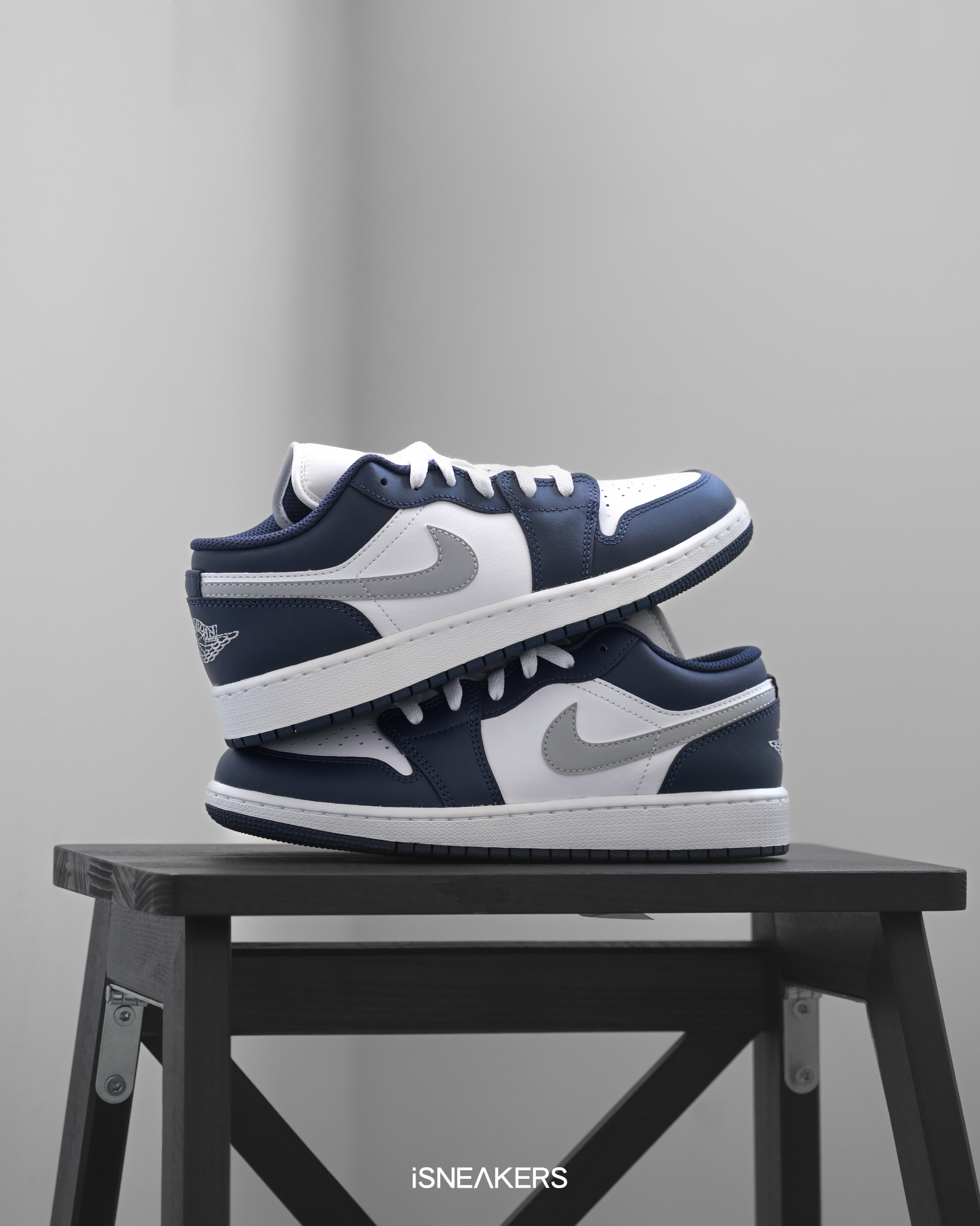 iSNEAKERS｜Air Jordan 1 Low GS "White Midnight Navy" 海軍藍灰 553560-141
