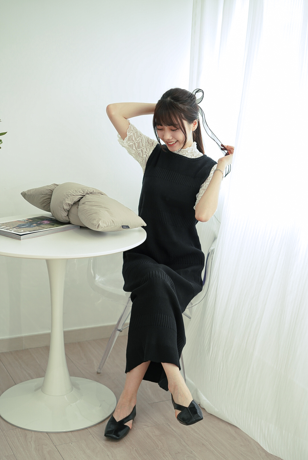 粗幼坑紋理針織背心裙 - OP43323