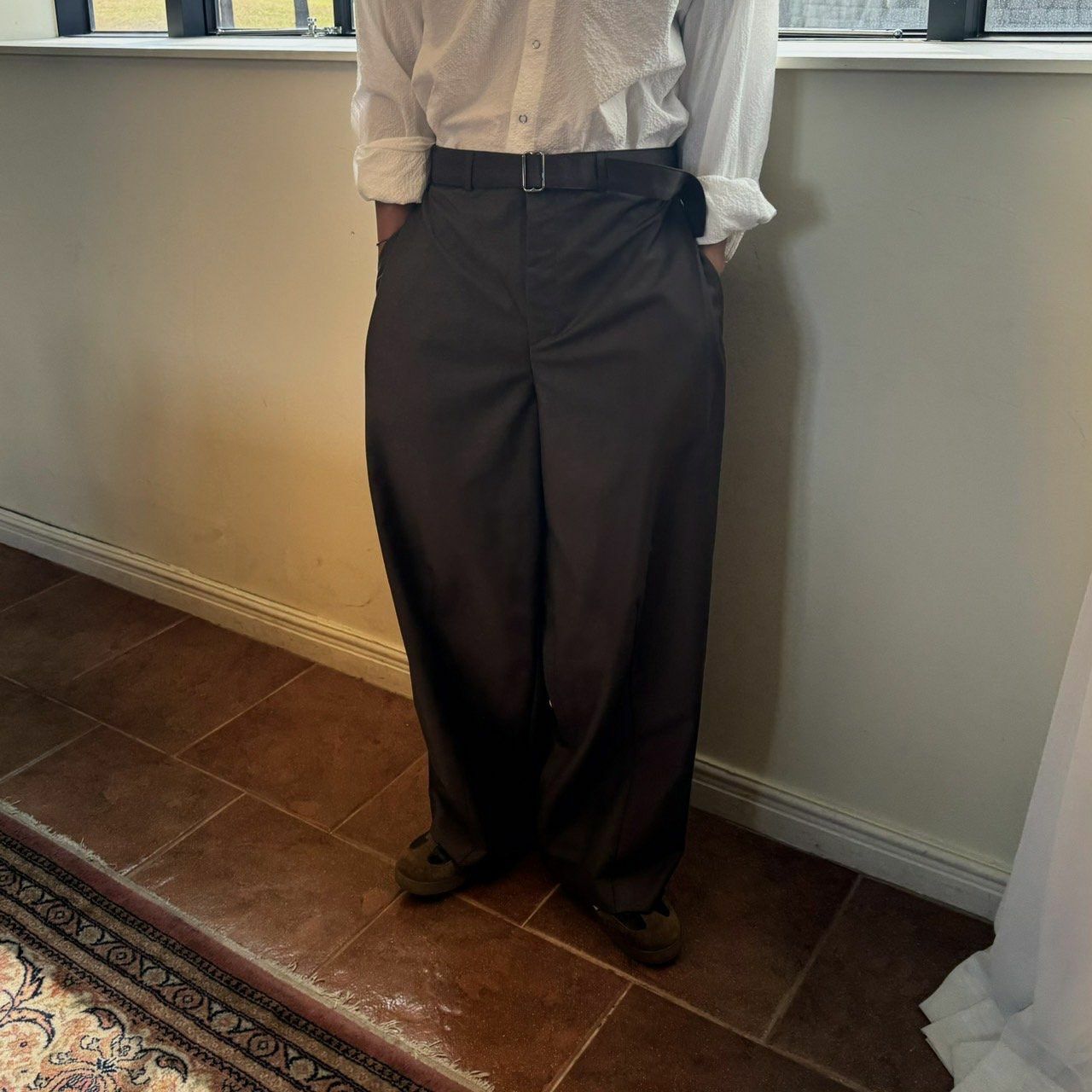 淨色連腰帶鬆身西褲 BY ATTENTION-256P