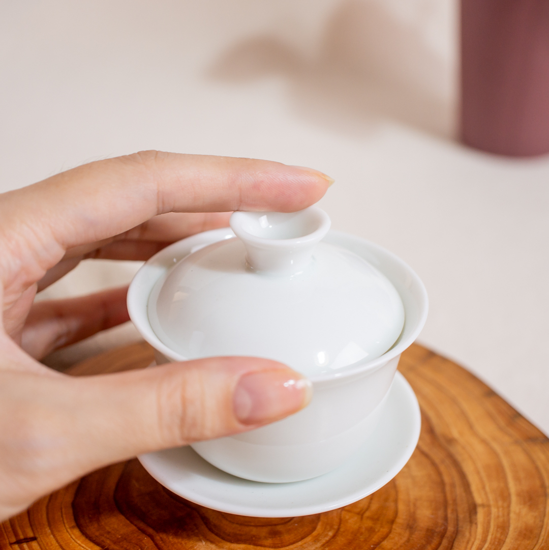 影青釉白瓷小蓋杯