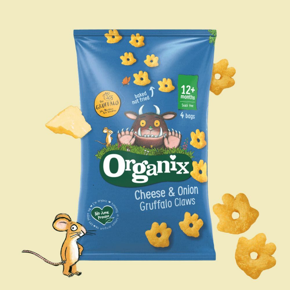 Organix 嬰幼兒有機牛牛芝士洋蔥脆片（4包分享裝）(92356)