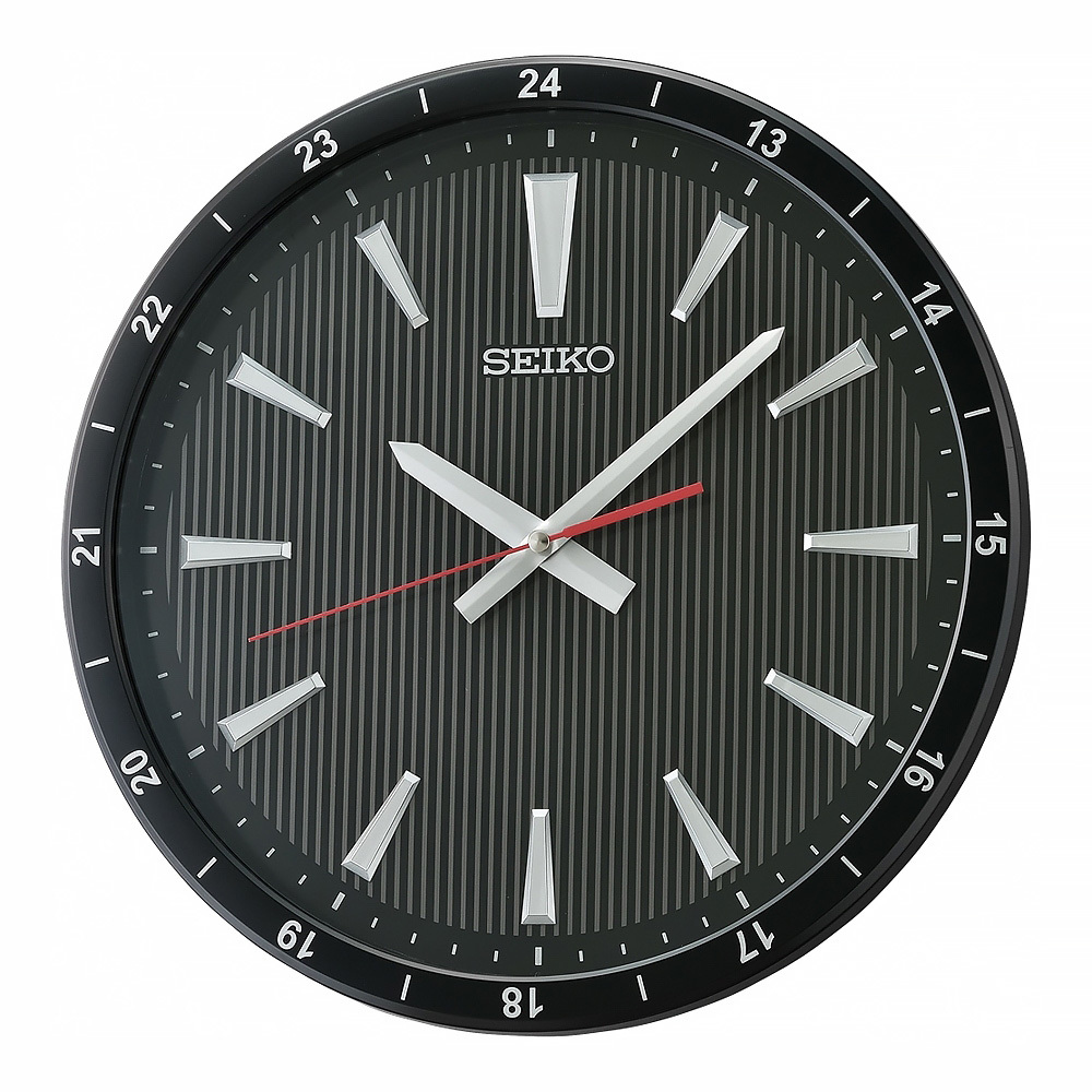(預購)【SEIKO 精工】QXA802K 夜黑 商務 典雅 簡約 3D時標 無字 滑動式指針 靜音 時鐘 掛鐘