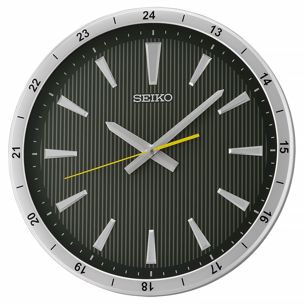 (預購)【SEIKO 精工】QXA802S 黑銀 商務 典雅 簡約 3D時標 無字 滑動式指針 靜音 時鐘 掛鐘