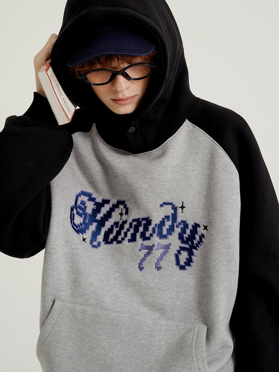 <預購> 韓國WV PROJECT電繡Handy77鈕扣刷毛帽T#帽踢