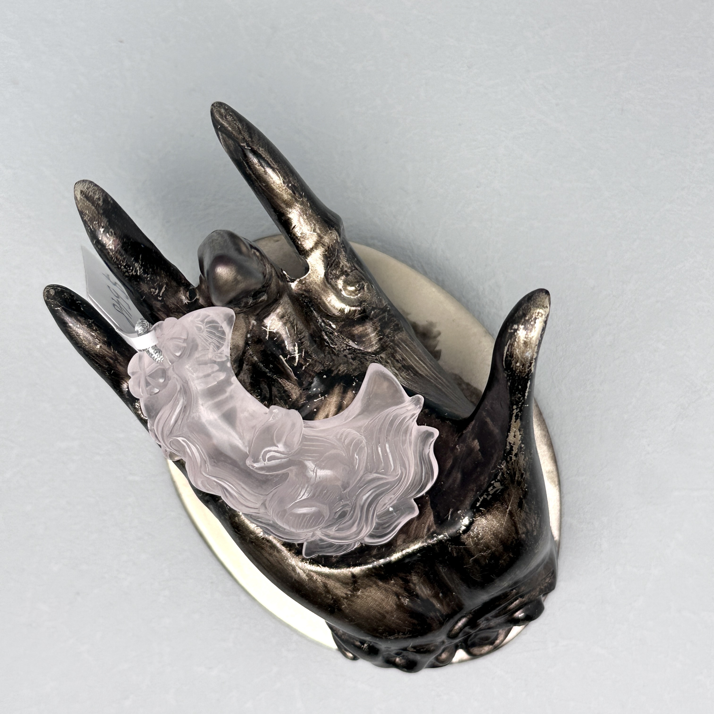 Rose Quartz Nine-Tailed Moon Fox Pendant (Moon Gazing)