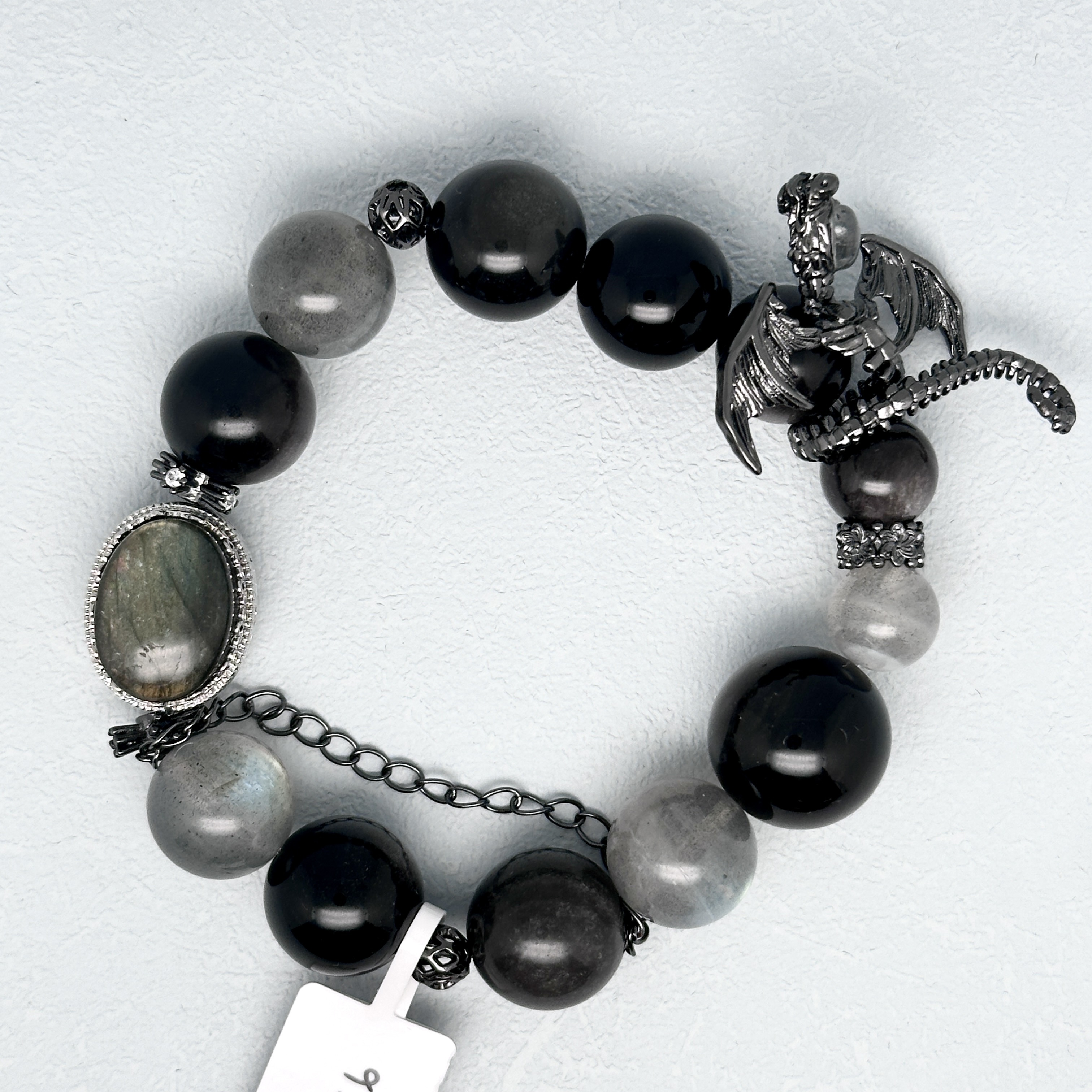 Labradorite Silver Obsidian Flying Dragon