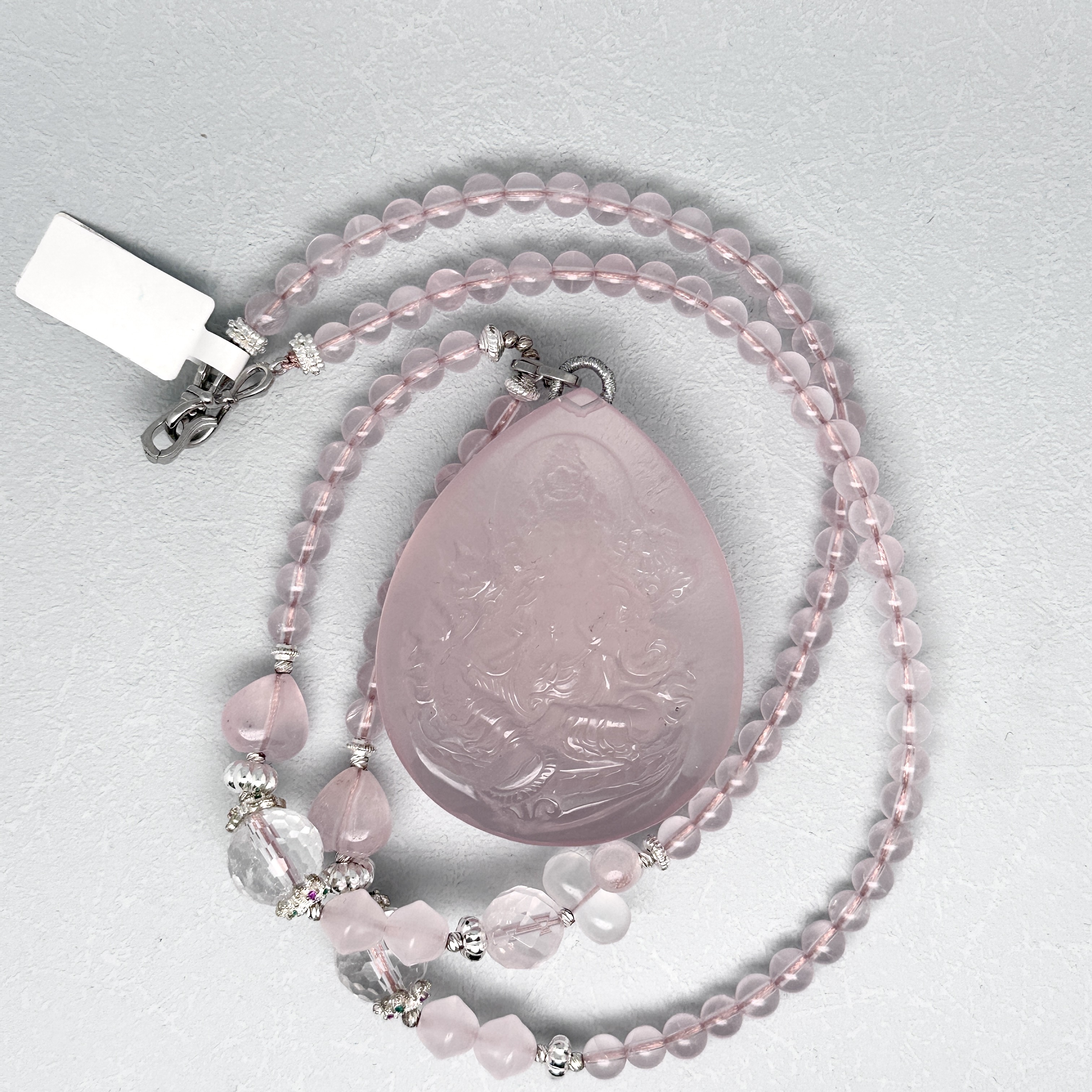Rose Quartz Guanyin Green Tara Necklace