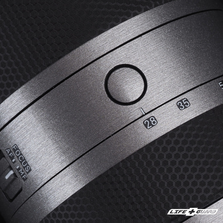 LIFE+GUARD SIGMA 28-105mm F2.8 DG DN 鏡頭貼膜展示圖，LIFE+GUARD 髮絲風格