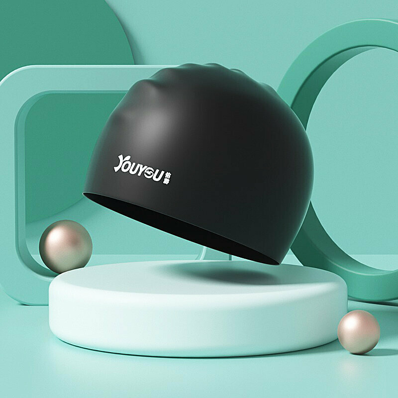 Popular swimming cap (elegant black-silicone)