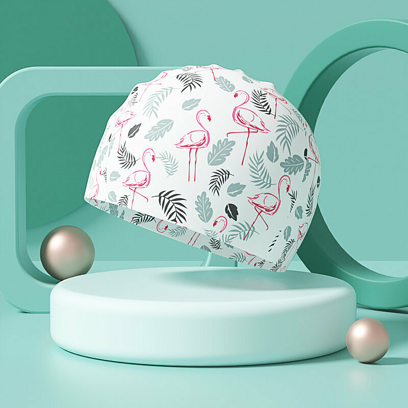 Popular swimming cap (white flamingo-silicone)