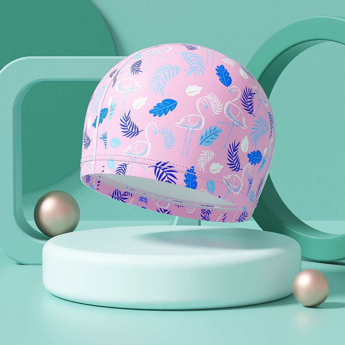Popular swimming cap (pink flamingo-PU)