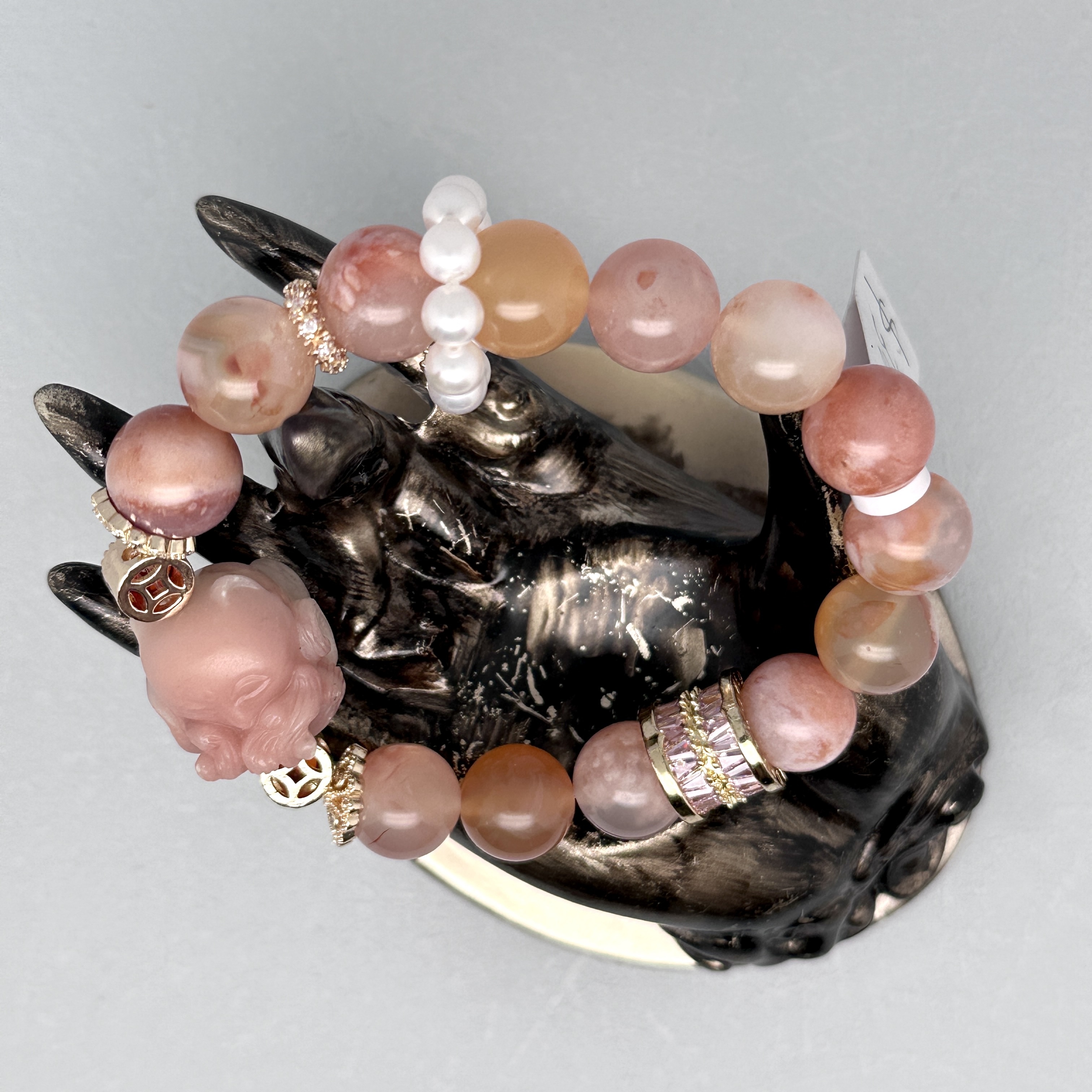 Alashan Nine-Tailed Fox Cherry Blossom Agate Bracelet