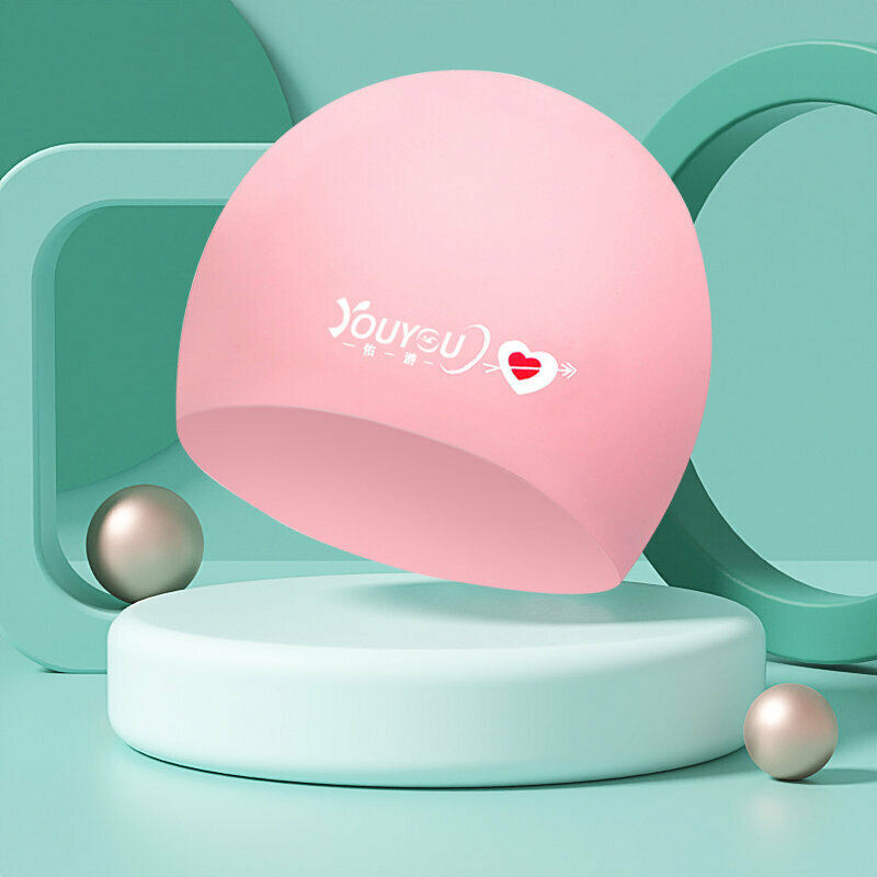 Popular swimming cap (pink love-silicone)