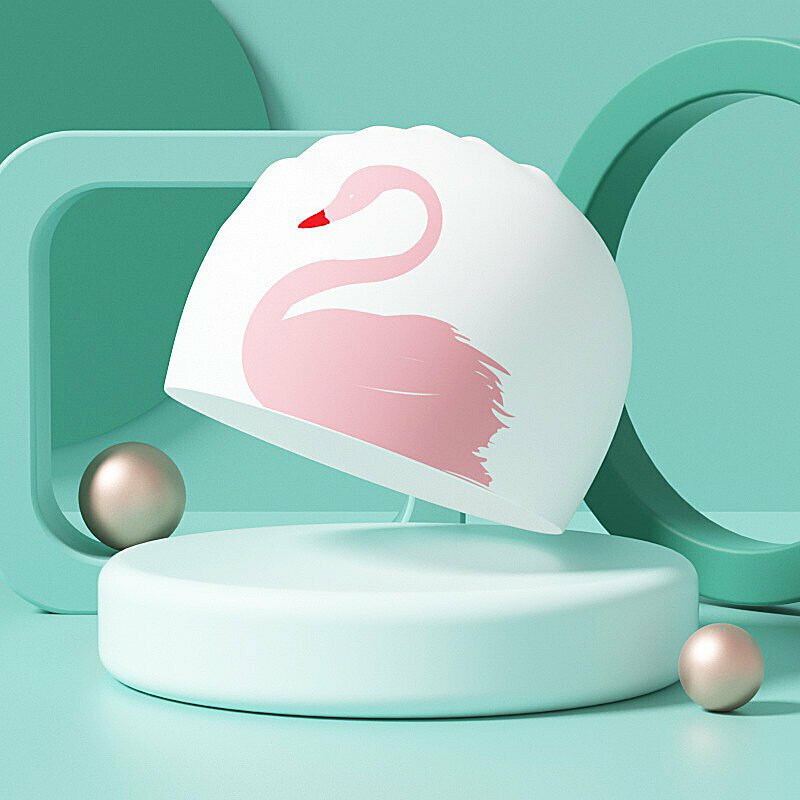 Popular swimming cap (pink swan-silicone)