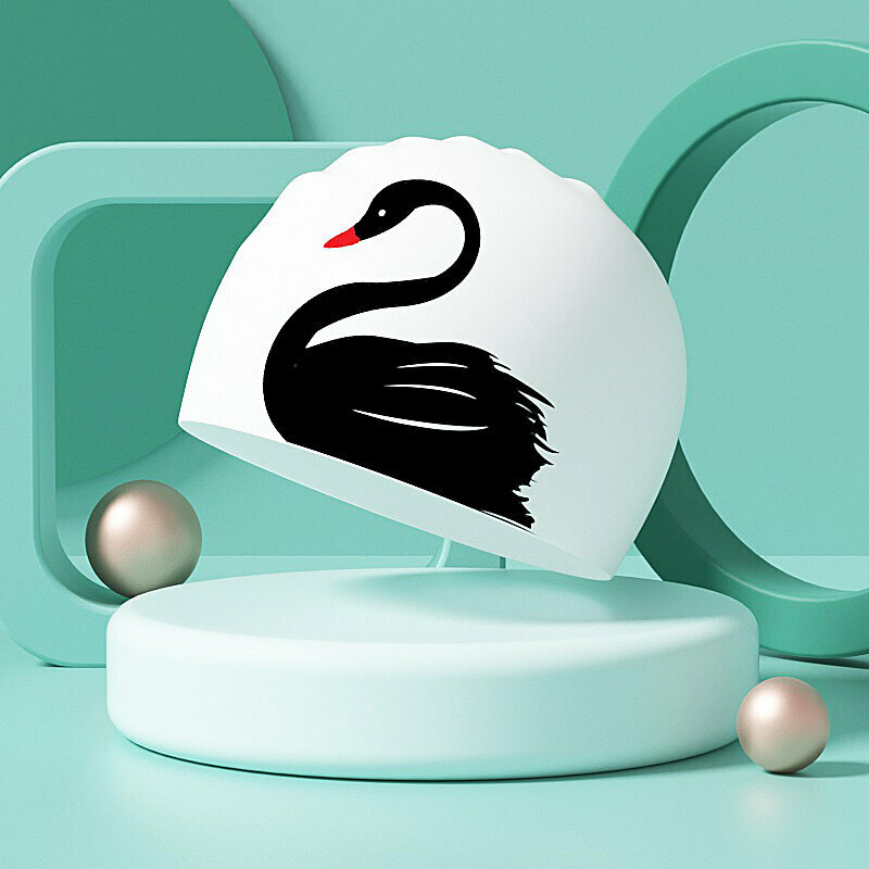 Popular swimming cap (black swan-silicone)